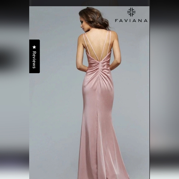 Faviana Pink Ruched Slit Maxi Gown Size 6 - Picture 2 of 13